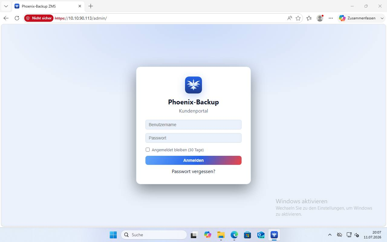 Zentrales Management: Kundenportal-Login mit Angemeldet bleiben